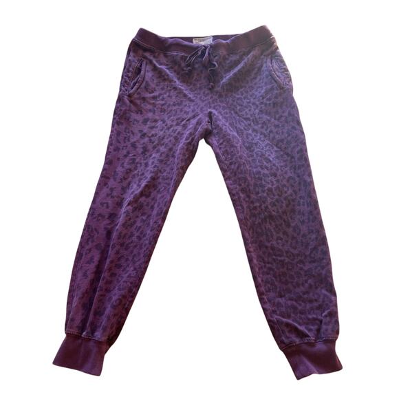 Current/Elliott Purple Cheetah 100% Cotton Jogger Sweats Y2K Size 2 Sm/Med - Picture 2 of 12